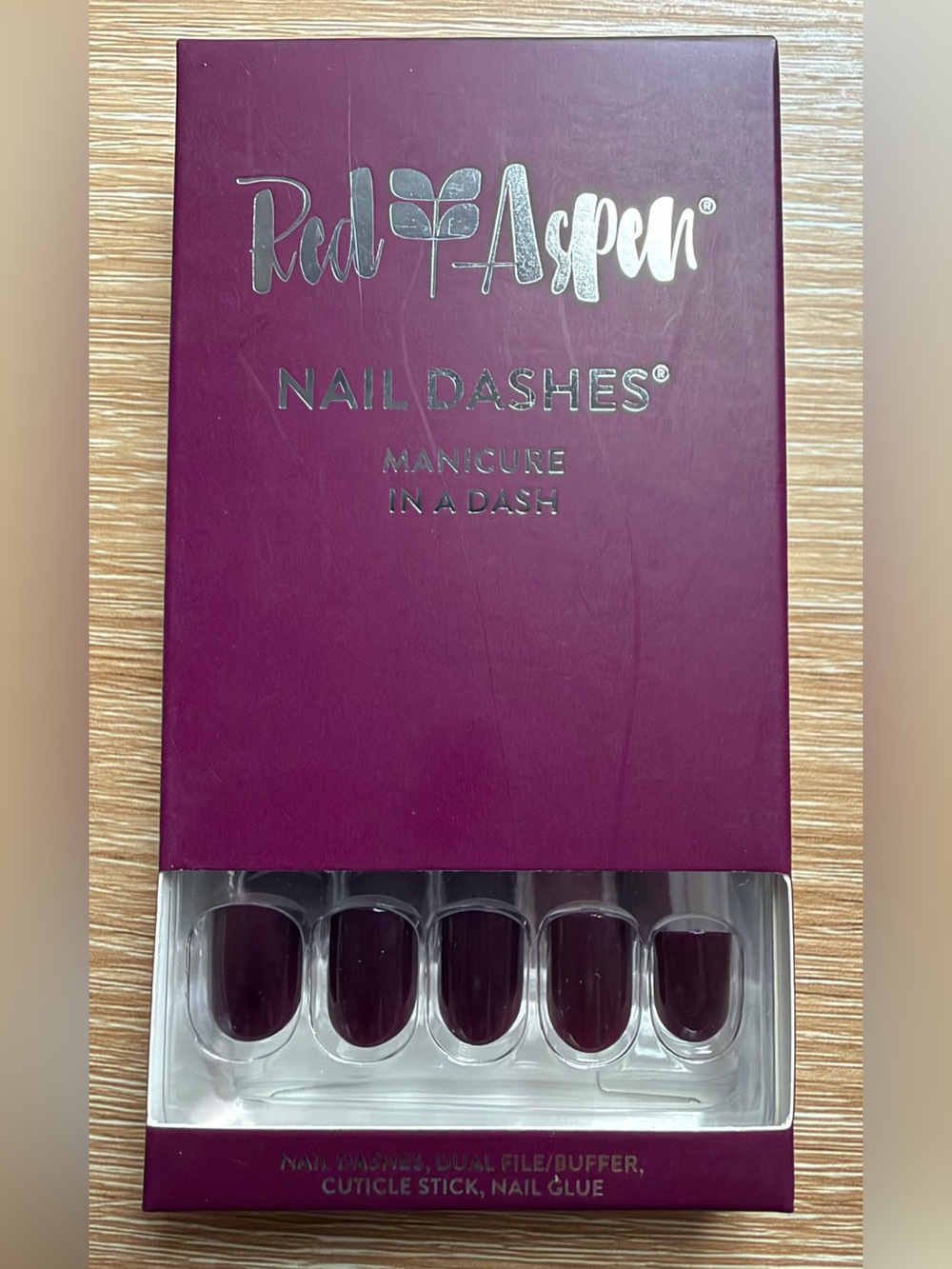 Red Aspen - Cosmic Carlyn - Press On Nails Kit - NEW! Short Square - Wine Purple